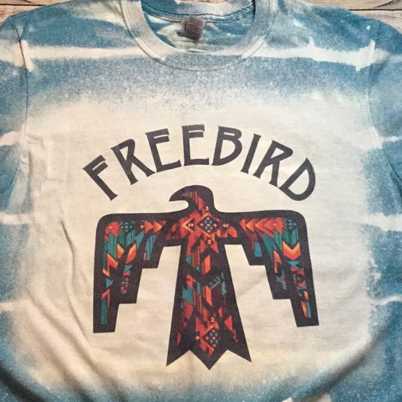 Bleached Blue Aztec Unisex Freebird Shirt - Picture 4 of 7